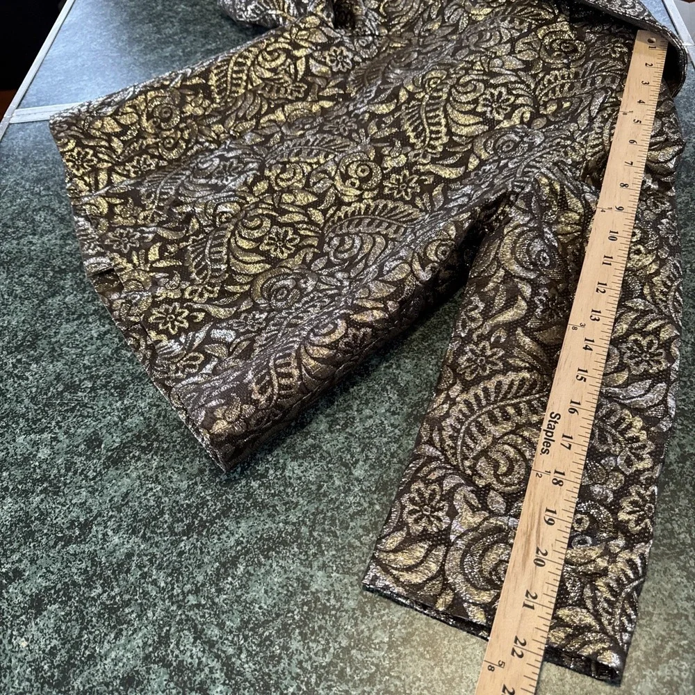 Banana Republic‎ Women Sz XS Gold Silk Brocade Metallic Blazer Swing Jacket NEW